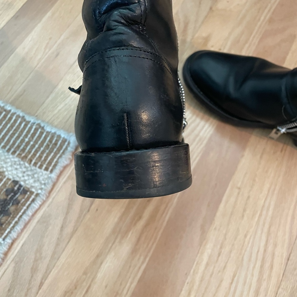 Saint Laurent Black Leather Buckle Boots - Picture 3 of 6